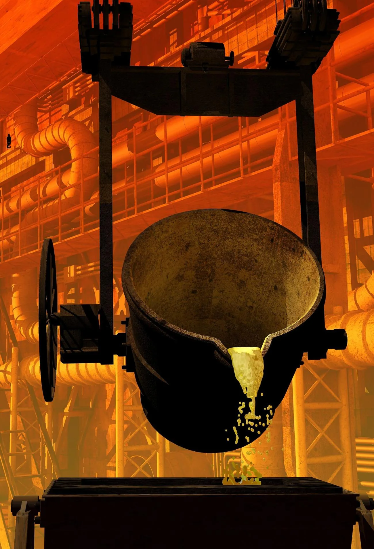 Hot metal ladle pouring